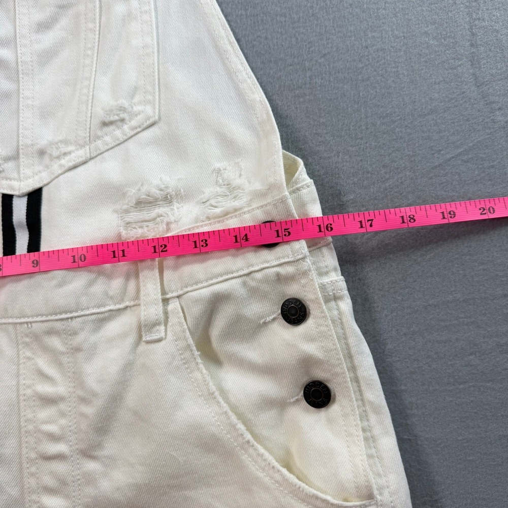 White Summer Distressed Denim Overalls Womens XS Boho Casual Coastal Clean Girl - Picture 5 of 13